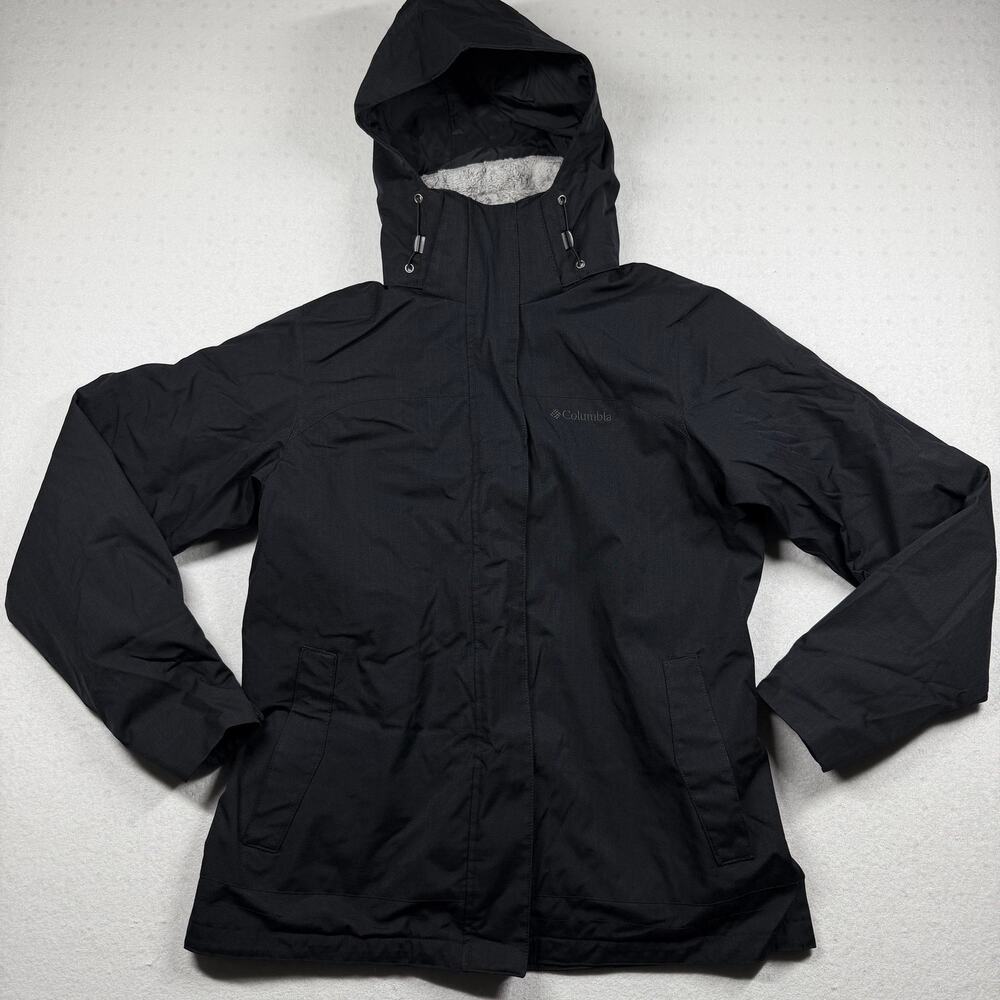 Columbia Interchange 3-in-1 Jacket Women’s M Black Fleece Lined Hooded Coat